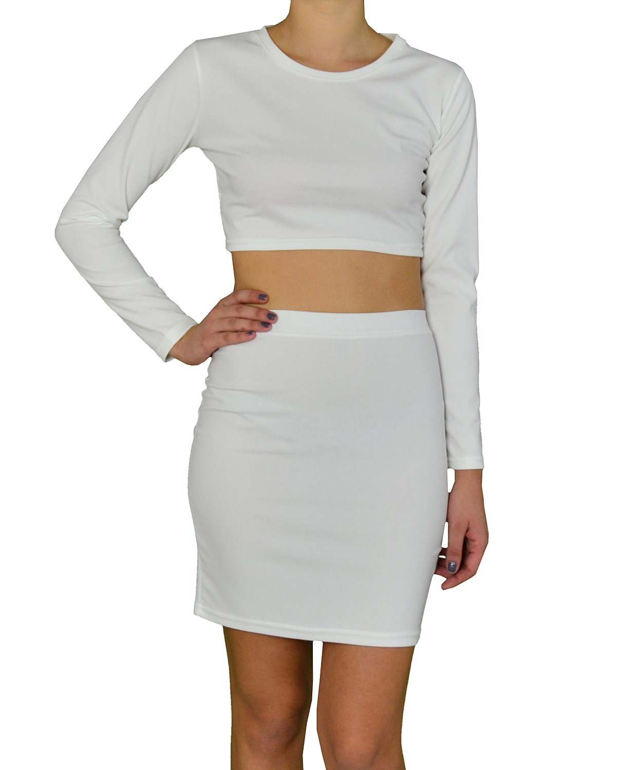 Γυναικείο σετ φούστα με τοπ λευκό 89632F
